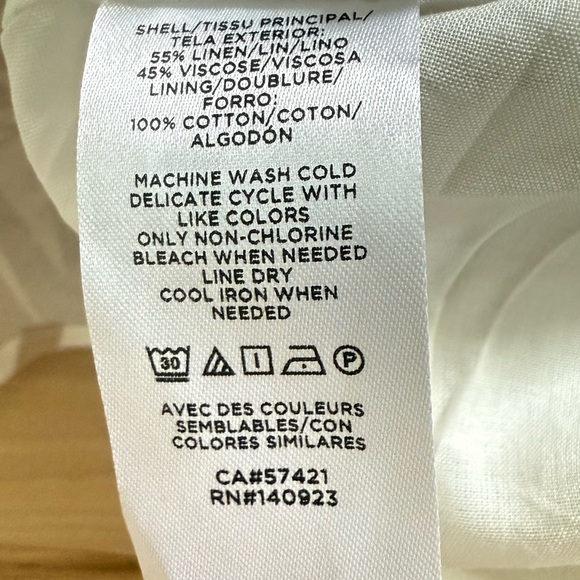 LOFT Womens Cream Linen Viscose Tropical Floral Tie Keyhole Back Dress Size 12 - Picture 11 of 13